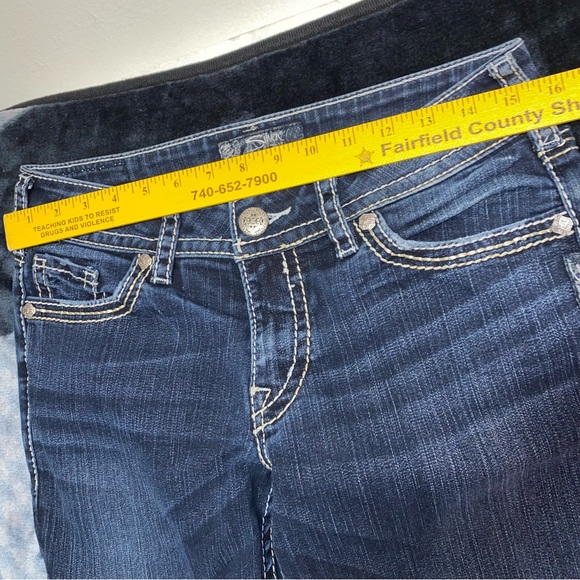 Silver Suki Jeans Womens 29Wx31L Western Glove Works Blue Dark Wash Denim Preppy - Picture 7 of 10